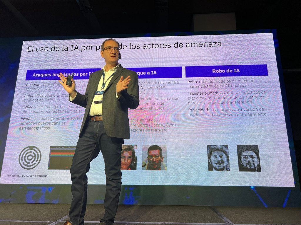 Charla "El uso de la IA por parte de los actores de amenaza", con las columnas sobre ataques impulsados por IA y robo de IA · 2023