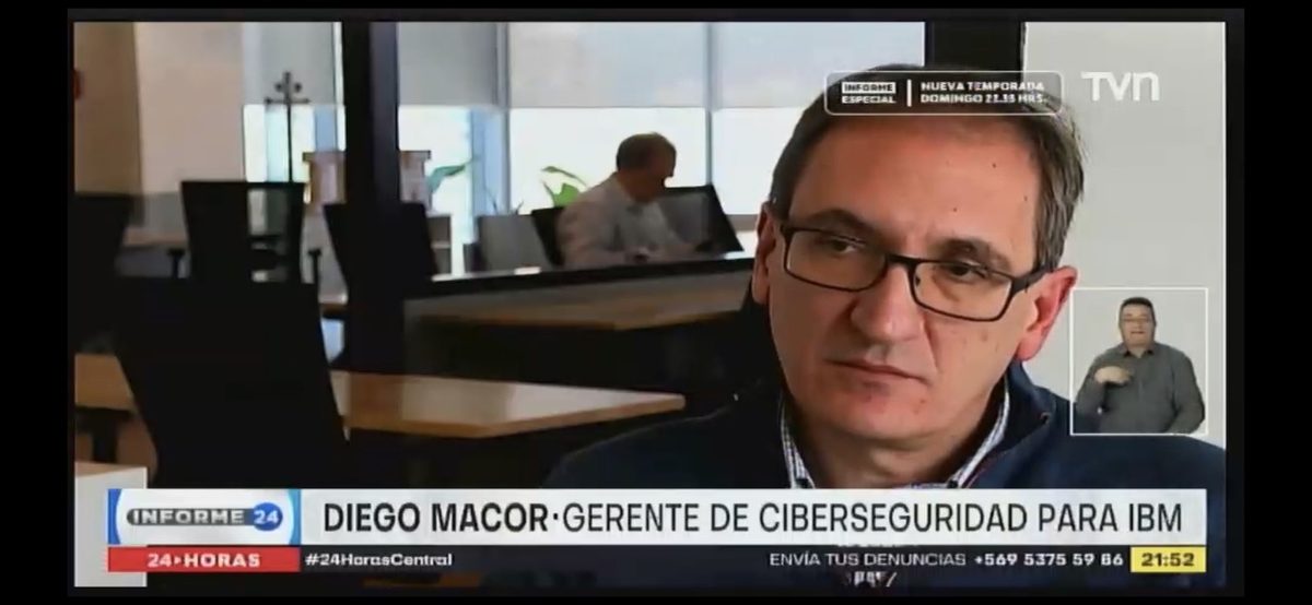 Entrevista en Informe 24 de TVN como gerente de ciberseguridad de IBM